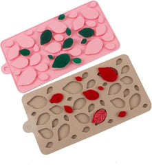 RKPM HOMES Chocolate Mould I 3D Fondant Leaves Shape Silicone Baking Tray I for Handmade DIY Jelly Cakes Dessert Candy Pastry Muffin Soap Resin Cupcake Decoration – Random Colour, 36 Cavity (Leaf)