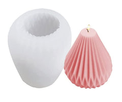 RKPM HOMES Pear Shape Candle Mold I 3D Silicone Striped Tapered Geometric Epoxy Mould I for DIY Handmade Ornament Chocolate, Cake Décor, Aromatherapy, Soap, Resin Art Craft Making - 1 Cavity