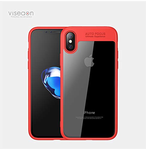 RKPM I Phone X Protective Cover Silicone Transparent TPU Shell Scratch Proof(Cover) Red