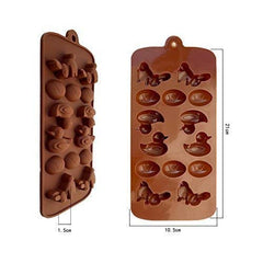 RKPM HOMES Rabbit and Duck Shape Chocolate Mould | Silicone Candy Mold | Baking Tools for Cake Chocolate Candy Ice Jelly | Cake Baking Moulds | Bakeware Molds | Brown – 14 Cavity