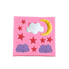 RKPM HOMES Cloud Half Moon Star Shape Cake Mould | Fondant Silicone Mold | 3D Clay DIY Mold Cake Decor Tools | Baking Tools for Chocolate Pinna Jelly Baking Soap | for Cake Decorating - 11 Cavity