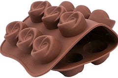 RKPM HOMES Silicone Chocolate Mold Candy Mold Jelly Ice Cube Tray Muffin Sugar Craft Fondant Mold Mould Cake Decorating Tools (15 Rose Swirls Silicone Mold)