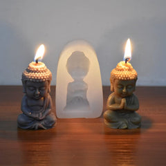 RKPM HOMES Namaste & Yoga Buddha Shape Candle Molds I 3D Fondant Pillar Silicone Wax Mould I for Handmade Ornament Aromatherapy Plaster, Soap, Clay, Resin Epoxy Casting, Art Craft Making Tools - 2Pcs