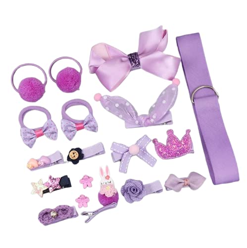 RKPM HOMES Hair Clips Set I Hair Ties Elastic I Hair Rope Barrettes, Cute Hair Bows, Ponytail Holder Hairpins Set I Hair Accessories I for Baby Girls Teens Toddlers – Set of 18 (Purple)