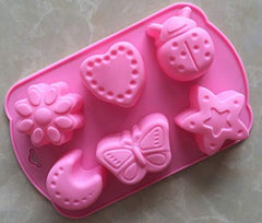 RKPM HOMES Flower Soap Molds Candy Molds Silicone Molds Chocolate Molds Jello Molds Biscuit Cake Baking Mold Ice Cube Tray Muffin Pan, 6 Cavity Mold
