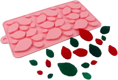 RKPM HOMES Chocolate Mould I 3D Fondant Leaves Shape Silicone Baking Tray I for Handmade DIY Jelly Cakes Dessert Candy Pastry Muffin Soap Resin Cupcake Decoration – Random Colour, 36 Cavity (Leaf)