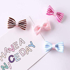 RKPM HOMES Baby Girl's Printed Color Ribbon Korean Version of The Striped Bow Hairpin for Baby All-Inclusive Card Edge Clip Soft Clip Jewelry 8 Pieces Multicolour
