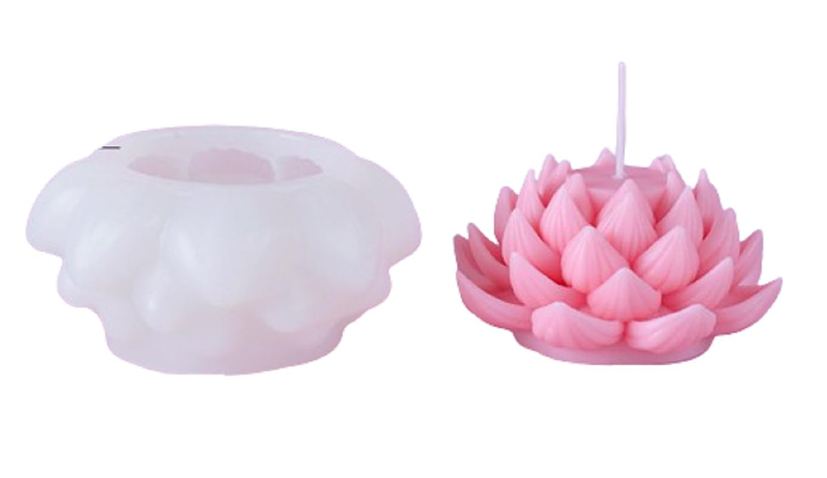 RKPM HOMES Lotus Candle Mold I 3D Fondant Flower Silicone Scented Wax Mould I for DIY Handmade Ornament Chocolate, Cake Décor, Aromatherapy, Plaster, Soap, Resin Art Craft, Home Wedding Decoration (A)