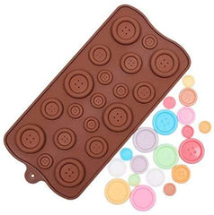 RKPM HOMES Silicone Chocolate Mold Candy Mold Jelly Ice Cube Tray Muffin Sugar Craft Fondant Mold Mould Cake Decorating Tools (19 Butten Shape Chocolate Mold)