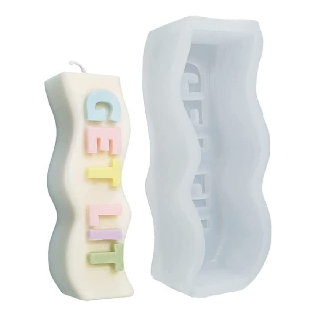 RKPM HOMES Alphabet Letter Pillar Resin Mold I 3D Words Silicone Epoxy Mould I for Candle Making DIY Handmade Ornament Chocolate, Cake Décor, Aromatherapy, Soap, Polymer Clay Art Craft (GET LIT)
