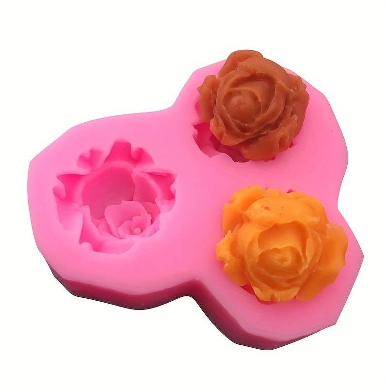 RKPM HOMES Blossoming Rose Cupcake Fondant Mold I 3D Flower Silicone Chocolate Mould I for DIY Sugarcraft Cake Decoration, Polymer Clay, Candy, Cookies, Muffin, Soap Wax Making Crafting – 3 Cavity