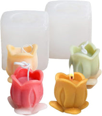 RKPM HOMES Tulip with Leaves Shape Candle Mold I 3D Fondant Tulips Flower Pillar Silicone Epoxy Mould I for DIY Handmade Ornament Chocolate Cake Décor Aromatherapy Soap Resin Art Craft Making – 1 Pcs
