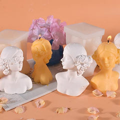 RKPM HOMES Close Eyes and Blind Woman Body Shape Candle Molds I 3D Fondant Silicone Bust of Girl Wax Mould I for Handmade Ornament Aromatherapy Plaster, Soap, Resin Casting, Art Craft Making Tools - 2Pcs