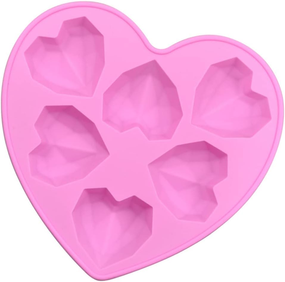 RKPM HOMES Love Chocolate Mould I 3D Fondant Diamond Heart Shape Silicone Baking Mold Tray I for Handmade DIY Jelly Cakes Dessert Candy Pastry Muffin Soap Resin Cupcake Decoration Tools - 6 Cavity