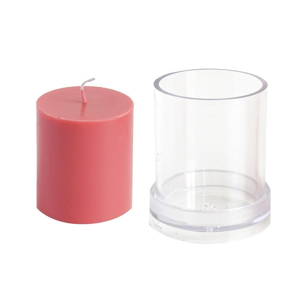 RKPM HOMES Cylindrical Pillar Candle Mold I Simple Flat Colum Acrylic Candlestick Wax Mould I for DIY Handmade Cake Décor, Aromatherapy, Candles Making Home Wedding Dinner Party Decoration (6X7.5 CM)