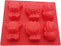 RKPM HOMES Animals Shape Chocolate Mould I Lion Hippo Bear 3D DIY Fondant Silicone Candy Mold I Baking Tools for Cake Chocolate Candy Ice Jelly Soap I Cake Baking Moulds I Bakeware Molds - 6 Cavity