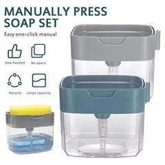 RKPM HOMES 2 in 1 Liquid Dispenser | Plastic Soap Pump Holder and Liquid Dispenser | Cleaning Sink Dishwasher Liquid, Shampoo, Sanitizer Stand Dispenser | Manual Press Soap Organizer (Light Gray)