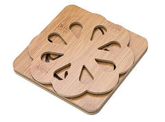 RKPM Hollow Wooden Coasters Kitchen Cutlery Thick Anti-Scalding Insulation Mat Placemats Non-Slip Pot Dish Mat 4 Pcs Eight Petals