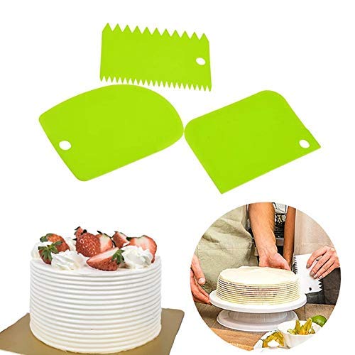 RKPM Cake Scraper Cake Cutter, Chopper, Icing Fondant Smoother Decorating Pastry Baking Tool Set Of 3 Pcs Multi Color