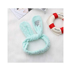 RKPM Girls Hair Band Wash Face Bath Spa Makeup Wrap Rabbit Ears Headband Soft Elastic (Blue)