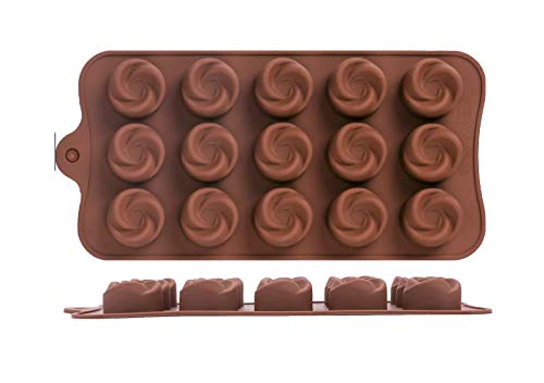 RKPM HOMES Silicone Chocolate Mold Candy Mold Jelly Ice Cube Tray Muffin Sugar Craft Fondant Mold Mould Cake Decorating Tools (15 Rose Swirls Silicone Mold)