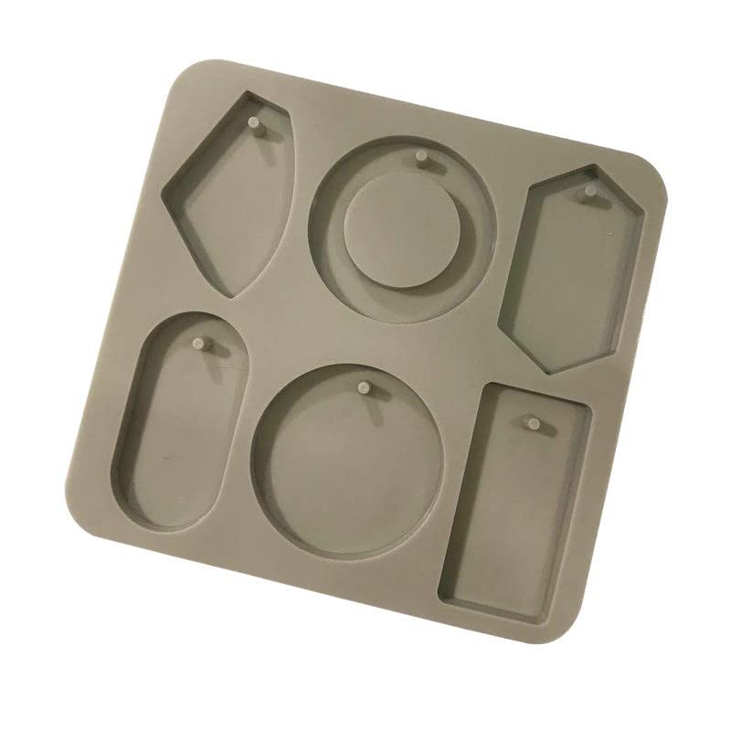 RKPM HOMES Aromatherapy Wax Mold | 6 Different Shape Fondant Silicone Mould with Hanging Hole | Dried Flowers Resin Soap Clay Craft Jewelry Making Moulds DIY Pendant Bookmark Necklace | Grey - 6 cavity