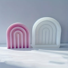 RKPM HOMES Arch Rainbow Candle Molds I 3D Geometric U-Shaped Striped Silicone Simple Lines Plaster Epoxy Mould I for DIY Handmade Aromatherapy Ornament Gypsum Soap Cake Décor, Resin Art Craft Making