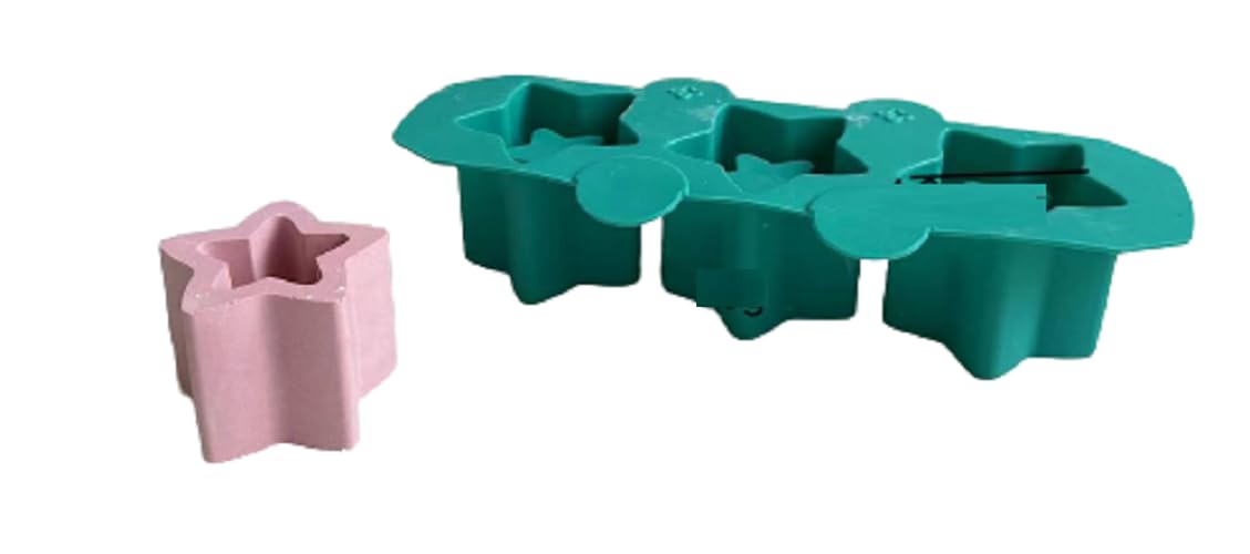 RKPM HOMES Planter Mold I Casting Plant Silicone Epoxy Candlestick Mould I Succulent Concrete Flower Pots Molds for DIY Jewelry Trinket Storage, Makeup Container Home Decoration – 3 Cavity (Star)