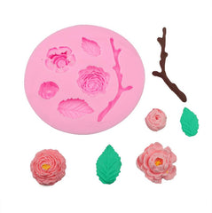 RKPM HOMES Rose Leaf Stick Shape Chocolate Mold I 3D Fondant Round Flower Leaves Candy Mould I Tray for DIY Homemade Cake Décor Cupcake Topper Donut Polymer Clay Soap Resin Art Crafts (Large)