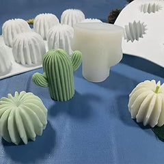 RKPM HOMES Candle Molds with 50 Candle Wicks I Cactus Shape Fondant Silicone Wax Mould I Succulent Mold I Clay Craft Mould for DIY, Handmade Soap, Bar Wax Casting, Cake Decorating (Small & Large)
