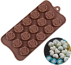 RKPM HOMES Rose Petal Shape Chocolate Mould | Silicone Candy Mold | Baking Tools for Cake Chocolate Candy Ice Jelly | Cake Baking Moulds | Bakeware Molds | Brown – 15 Cavity