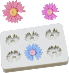 RKPM HOMES Daisy Flower Chocolate Fondant Mold I 3D Mini Flowers Silicone Cupcake Mould I for DIY Handmade Cake Decoration, Polymer Clay, Candy, Cookies, Muffin, Soap Resin Wax Making – 6 Cavity