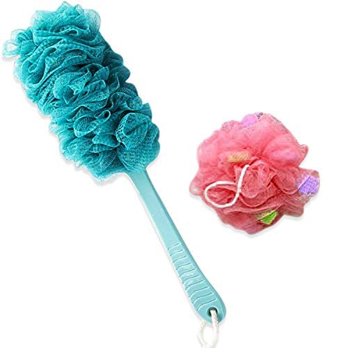 RKPM Body Bath Brush Luxurious Back Scrubber Shower Brush with Long Handle for Men Women,17-Inch Long - Blue 1 Pcs
