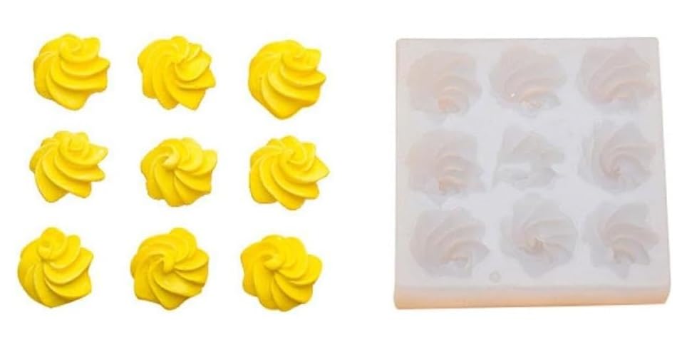 RKPM HOMES Cookie Fondant Mold I 3D Silicone Donut Mould I for DIY Handmade Sugarcraft Cake Decoration, Polymer Clay, Candy, Cupcake, Jelly, Muffin, Soap Resin Wax Making (Cream Grains 9 Cavity)