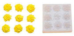 RKPM HOMES Cookie Fondant Mold I 3D Silicone Donut Mould I for DIY Handmade Sugarcraft Cake Decoration, Polymer Clay, Candy, Cupcake, Jelly, Muffin, Soap Resin Wax Making (Cream Grains 9 Cavity)