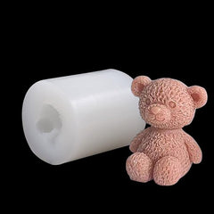 RKPM HOMES Fluffy Sitting Teddy Bear Candle Mold I 3D Cute Cub Bears Silicone Scented Epoxy Mould I for DIY Handmade Chocolate Cake Décor Aromatherapy Soap Resin Art Craft Making Home Party Decoration