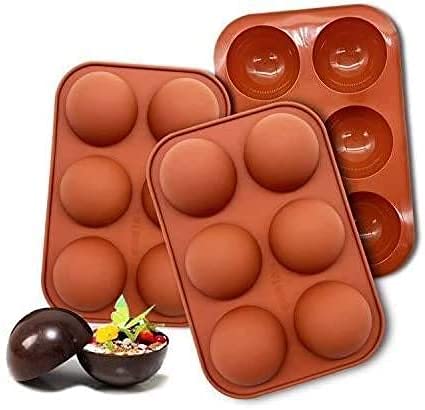 RKPM HOMES Medium 6 Cavity Semi Sphere Silicone Mold, Pack of 1 Baking Mold for Making Chocolate, Cake, Jelly, Dome Mousse Mold Size 19 x 13 x 5 cm (3 Pcs)