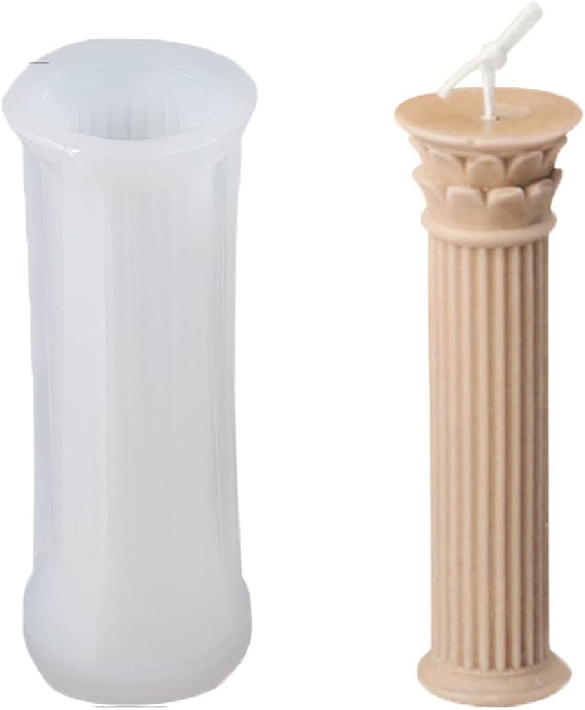 RKPM HOMES Candle Mold I 3D Fondant Cylinder Pillar Silicone Epoxy Mould I for DIY Handmade Ornament Chocolate, Cake Décor, Aromatherapy, Soap, Polymer Clay Resin Art Craft Making (Roman Column)