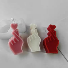 RKPM HOMES Heart on Finger Shape Candle Mold I 3D Fondant Bixin Gesture Silicone Scented Mould I for DIY Handmade Ornament Cake Décor Aromatherapy Soap Resin Art Craft Making Home Desktop Decoration