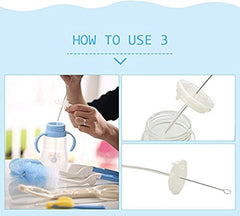 RKPM HOMES Bottle Brush-360 Rotation Bottle Cleaner Baby Bottle Brush Water Bottle Brush Kit 7 In 1 Nylon Sponge Brush Blue-7Pcs Set