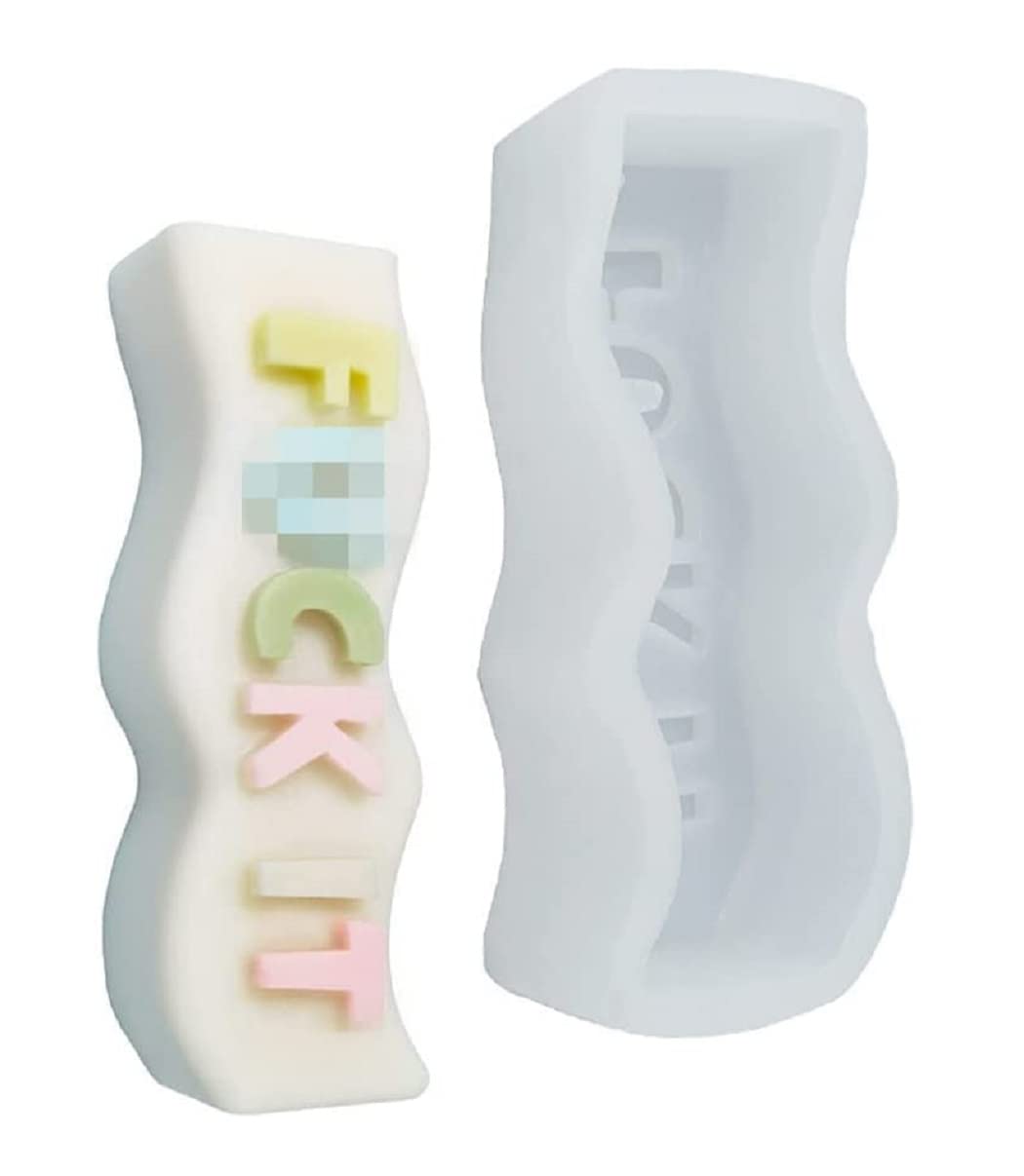RKPM HOMES Alphabet Letter Pillar Resin Mold I 3D Words Silicone Epoxy Mould I for Candle Making DIY Handmade Ornament Chocolate, Cake Décor, Aromatherapy, Soap, Polymer Clay Art Craft (Fuck IT)
