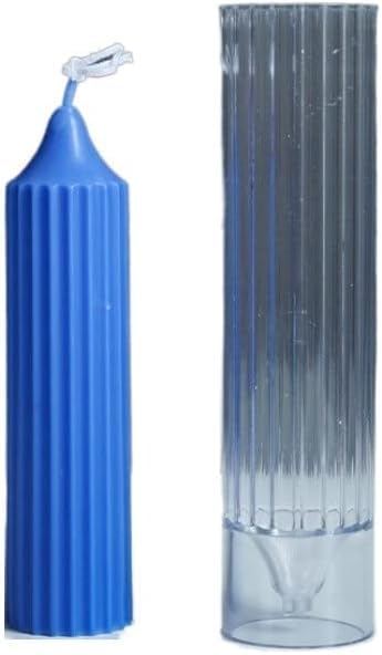 RKPM HOMES Polo Striped Pillar Candle Mold I Long Rod Cylinder Acrylic Candlestick Wax Mould I for DIY Handmade Cake Décor, Aromatherapy, Candles Making Home Wedding Party Decoration (3.5 X 15 CM)