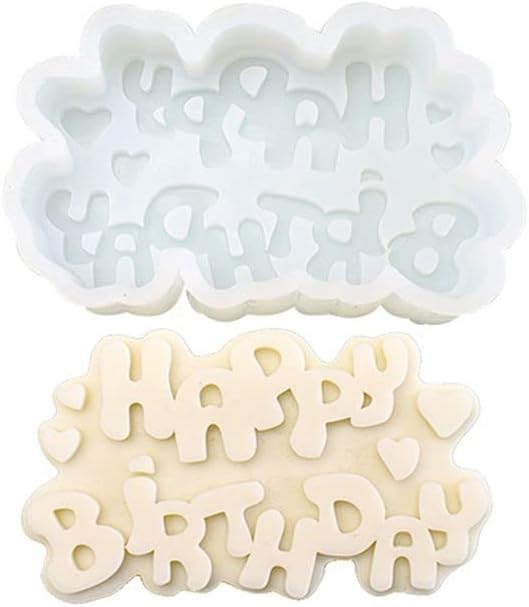 RKPM HOMES Chocolate Mould I 3D Fondant English Letters Silicone Candy Mold I for DIY Handmade Soap, Candle, Cakes French Dessert, Pastry, Muffin Cookies, Cupcake, Decoration Tools (Happy Birthday)