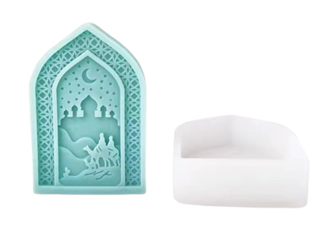 RKPM HOMES Classical Villas Palace Candle Mold I 3D Arabian Gate Castle Shape Casting Silicone Epoxy Mould I for DIY Handmade Ornament Aromatherapy Cake Décor Soap Resin Art Craft Home Decoration (Marriage Gate)