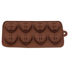 RKPM HOMES Diamond Heart Shape Chocolate Mold I 3D Love Silicone Baking Mould Tray I for Handmade DIY Jelly Cakes Dessert Candy Pastry Polymer Clay Muffin Cupcake Decoration Tools I Brown - 8 Cavity
