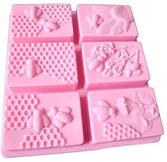 RKPM HOMES 6 Cavities Silicone Soap Molds, Homemade Soap Making Chocolate Baking Molds (6 Cavity Honey BeeRectangle Shape Mold)
