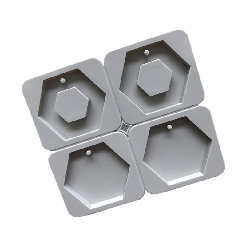 RKPM HOMES Aromatherapy Wax Mold | Pentagon (5-Sided) Shape Fondant Silicone Mould with Hanging Hole | Dried Flowers Resin Soap Clay Craft Jewelry Making Molds DIY Pendant Necklace | Grey - 4 Cavity
