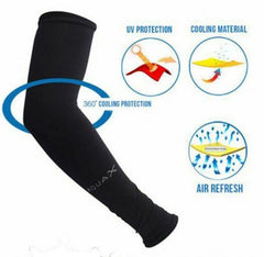 RKPM Sun Block UV Protection Hands Arm Cover for Outdoor Sports Unisex Sports Arm Sleeves (Black 1 Pair)