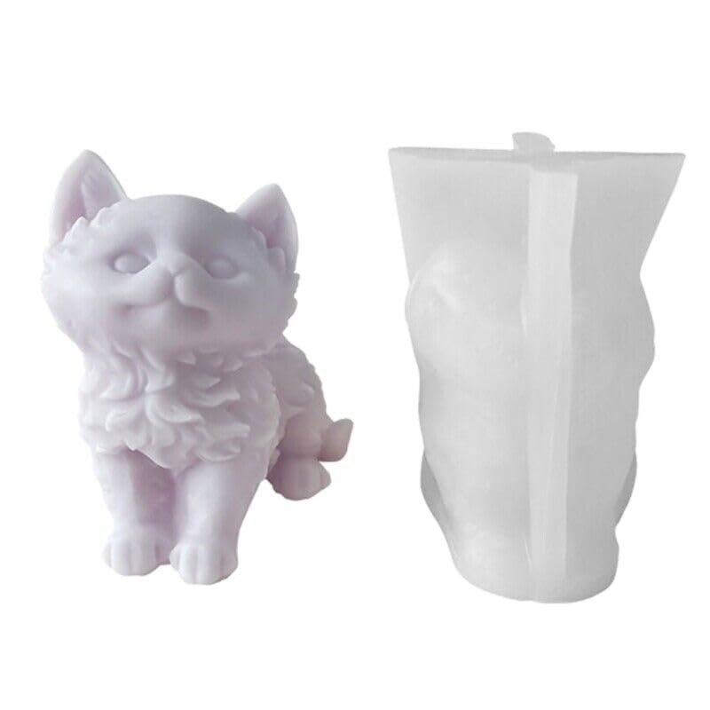 RKPM HOMES Looking Up Kitten Shape Candle Mold I 3D Fondant Animal Silicone Epoxy Casting Mould I for DIY Handmade Ornament, Cake Décor, Aromatherapy, Soap, Resin Art Craft Making Home Decoration