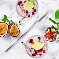 RKPM Stainless Steel Straws, Reusable Drinking Straws Eco-Friendly Straight and Bend Straws for 250-800 ML Tumblers Cups Mugs Cold Beverage with FDA grade (6 Straight Straw With Cleaning Brush Silver)